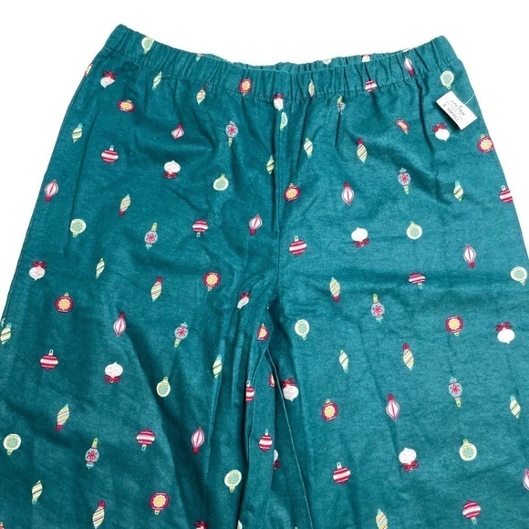 Charter Club Intimates V-Neck Shirt & Flannel Pants Pajama Set Emerald Ornaments - Picture 8 of 9